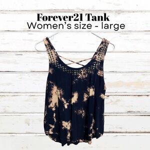 Forever 21 Tie-Dye Navy Blue and Tan Tank Top